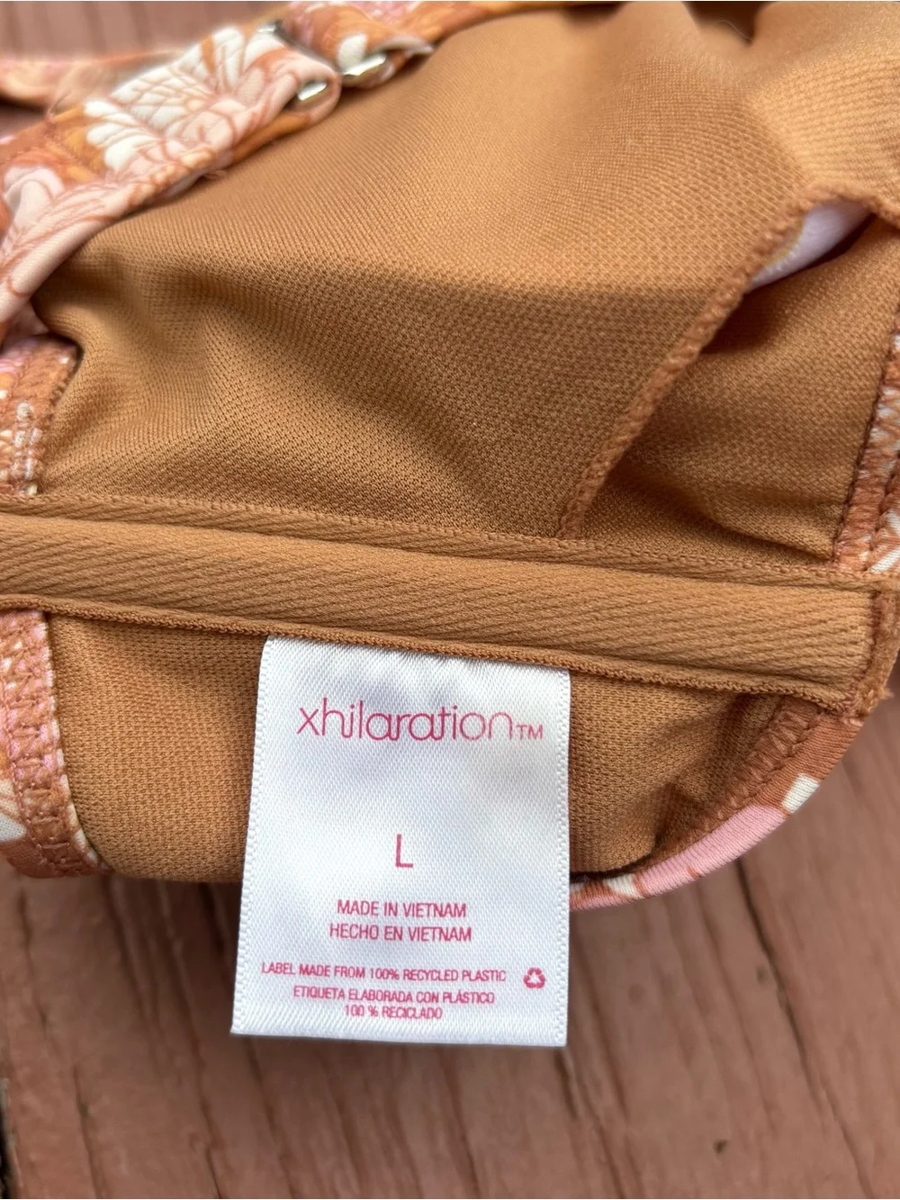 Xhilaration Floral Bikini Top in Orange, Pink, White, Tan Size L